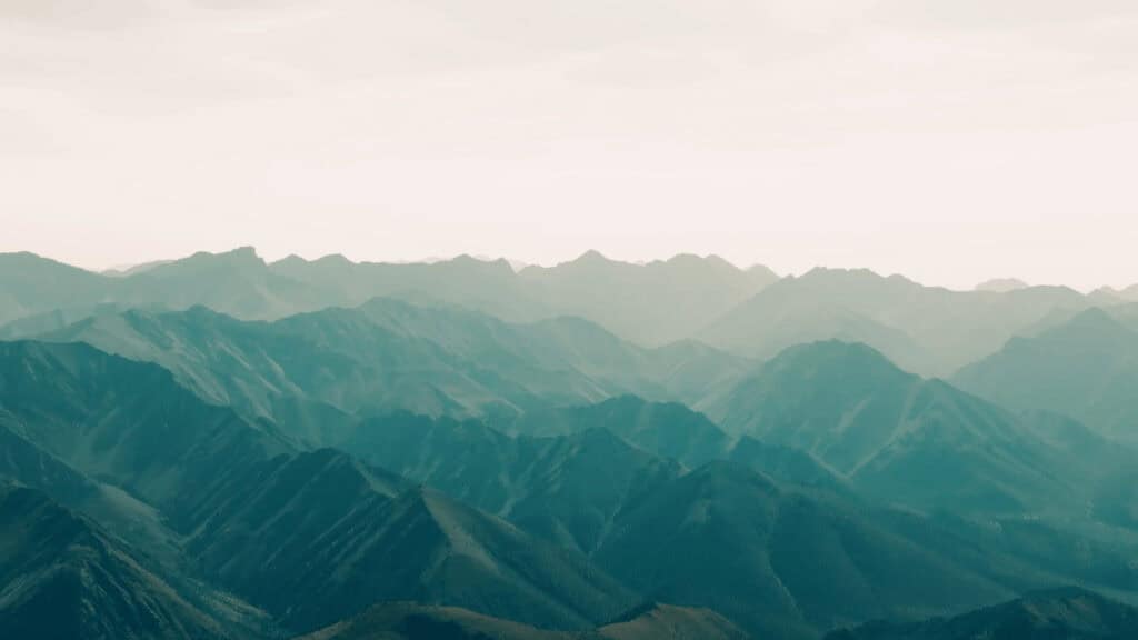 The hills of Northern Mongolia with mist hanging over them