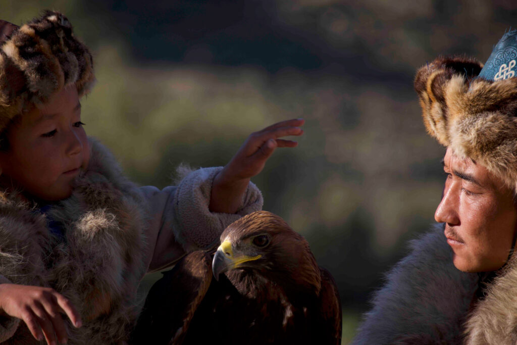 Eagle hunter family in Western Mongolia