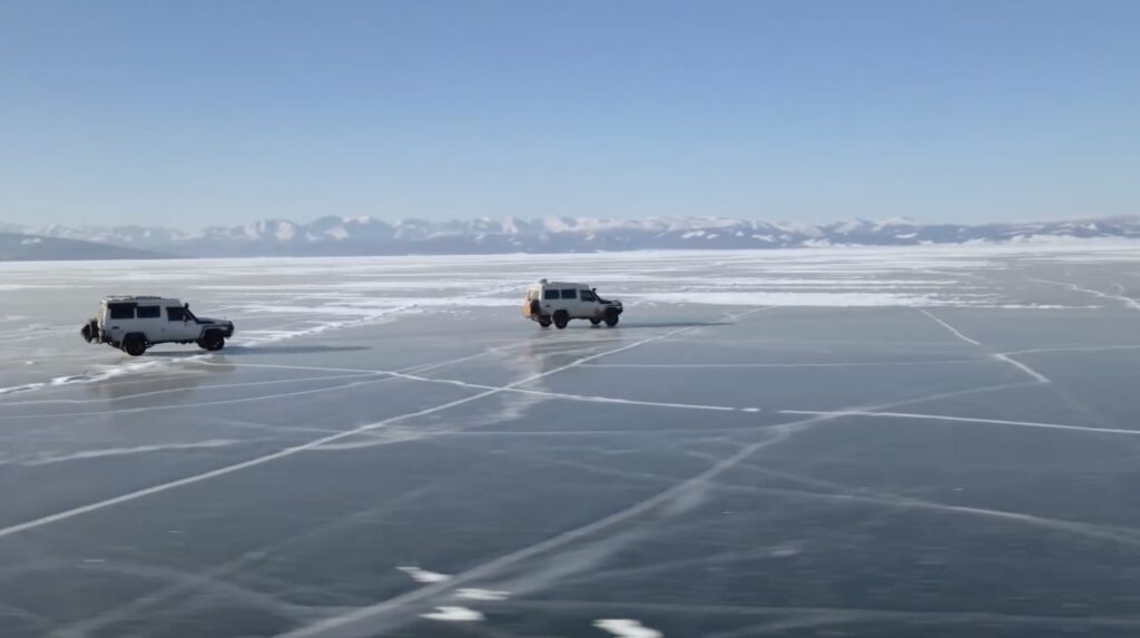 Driving on Ice on Lake Khuvsgul end of February