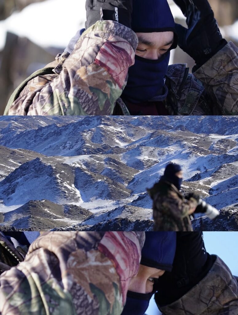 Mo on wildlife photography tour in Mongolia in winter