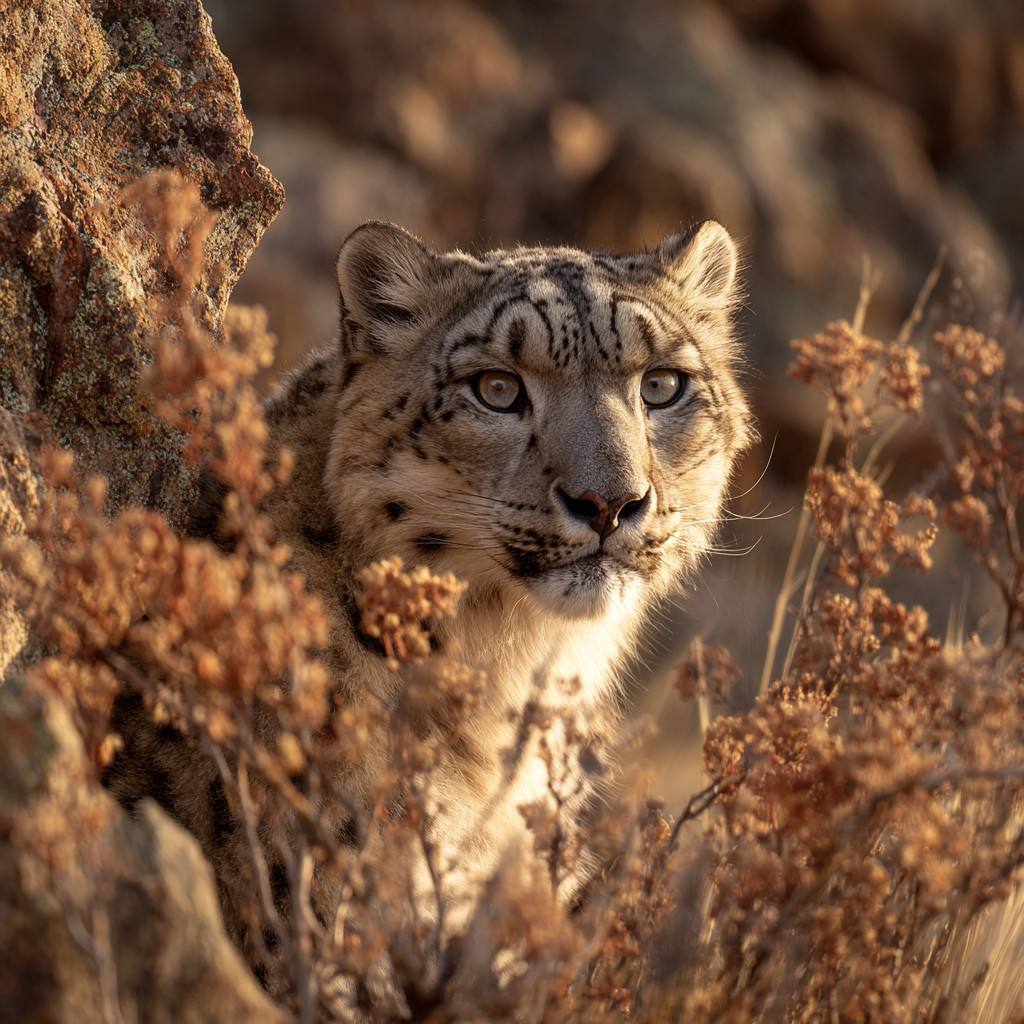 Snowleopard in Mongolia on wildlife watching tour
